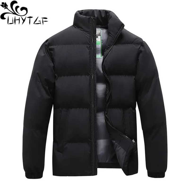 UHYTGF 4XL Couple Parkas Jackets Male Zipper Stand Collar Down Cotton Winter Coat Mens Casual Warm Youth Men Short Overcoat 229 LX241018