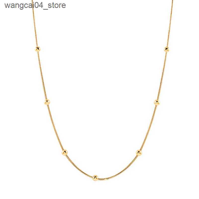 Chokers Popular 925 sterling silver round bead necklace minimalist charm necklace womens exquisite jewelry L240910