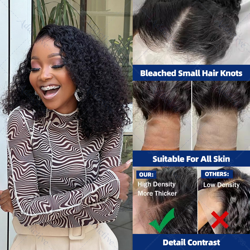 250% Transparent Short Bob Deep Wave 13X4 13X6 Front Human Hair Wigs Loose Curly Wavy Lace Frontal Glueless 5X5 Closure Wig
