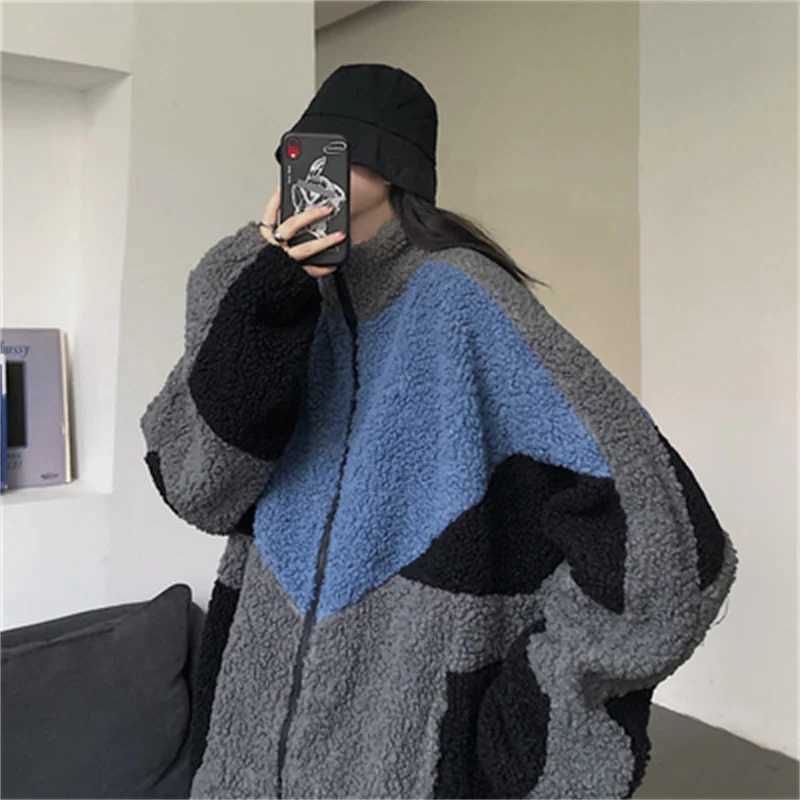 South Korea ins2022 Winter New Harajuku Loose Versatile Plus Cashmere Thick Lamb Wool Cotton Coat men Women Tide CommutingX241018