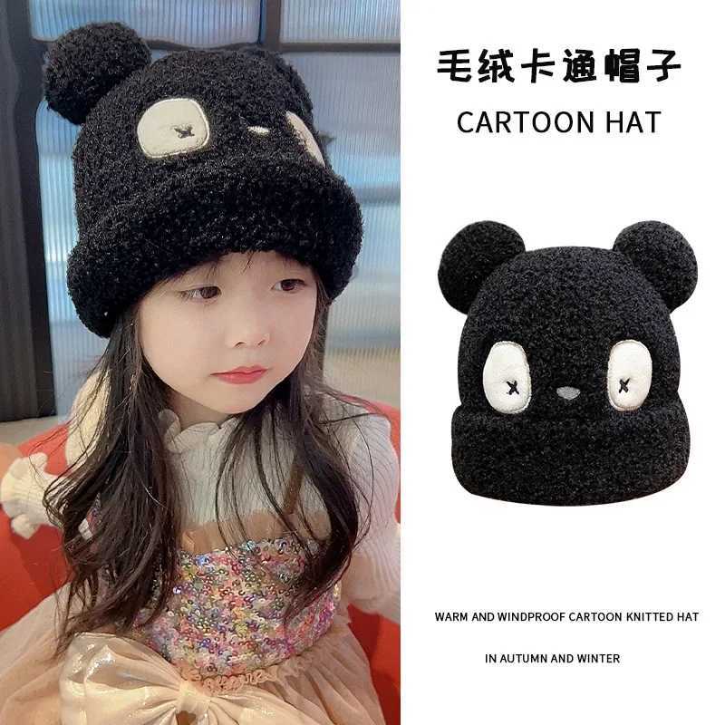 Childrens Panda Hats Autumn Winter Thicken Caps for Boys Girls 2024 Knitted Kids Warm Windproof Kids Hat Baby Accessories LX241018