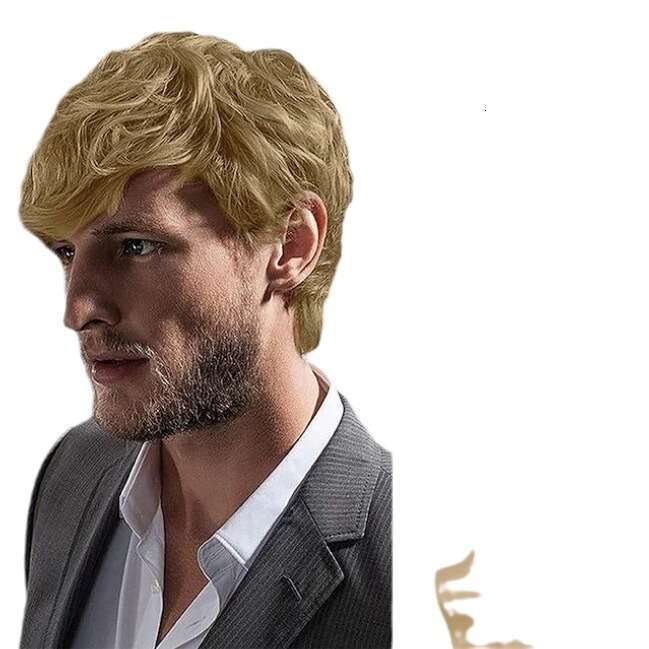 Golden Beauty New Short Hair Wig Men's Headset