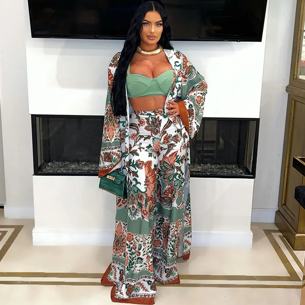 2 Piece Women Sets Arrival Summer Autumn Matching Sets Print Two Pieces Sets Tops And Pants Suits Outfits Clothing 241009