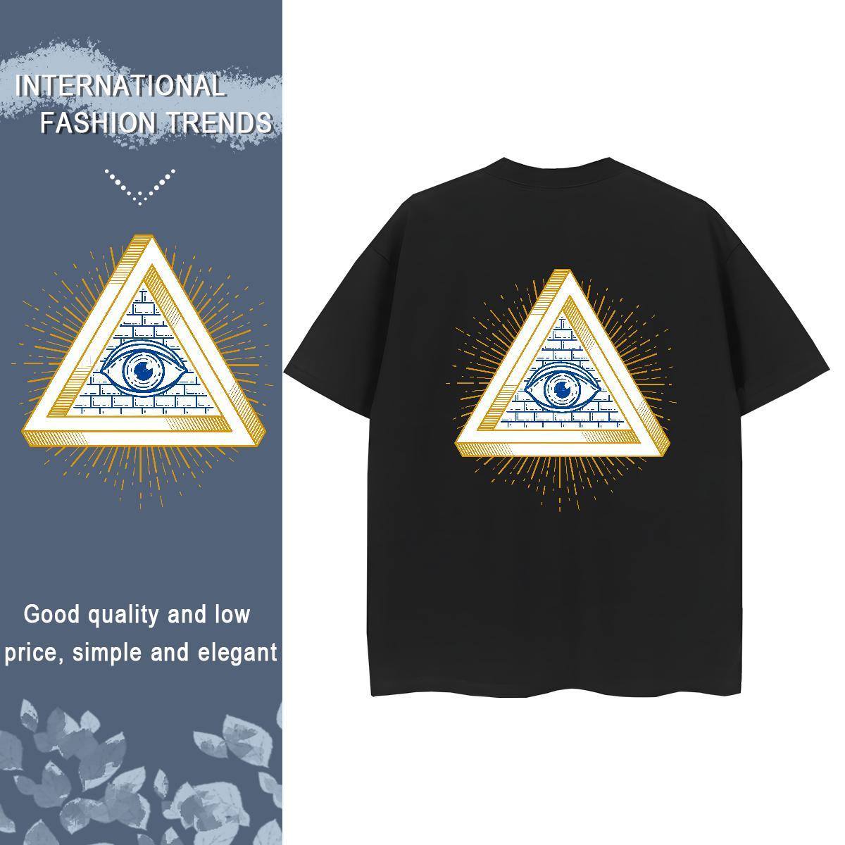 2024 DIY T Shirts Women 100% Cotton 230g O-Neck Short Sleeve Street eye of the devil Women Tees Brand Cartoon Print Clothes Shirt