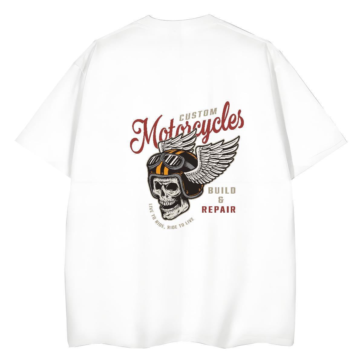 Classic T Shirt For Woman 230g Cotton Round Neck Short Sleeve High Street Hip Hop skull Women Tees Popular Black White Clothes