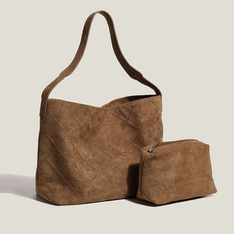 Faux Suede Bucket Composite Bags For Women Designer Handbags Purses 2024 New In Vintage Large Capacity Underarm Shoulder