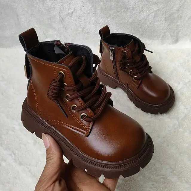Boots Childrens shoes fashionable leather comfortable childrens short boots winter boys sports running shoes girls casual snow ankle boots H241018