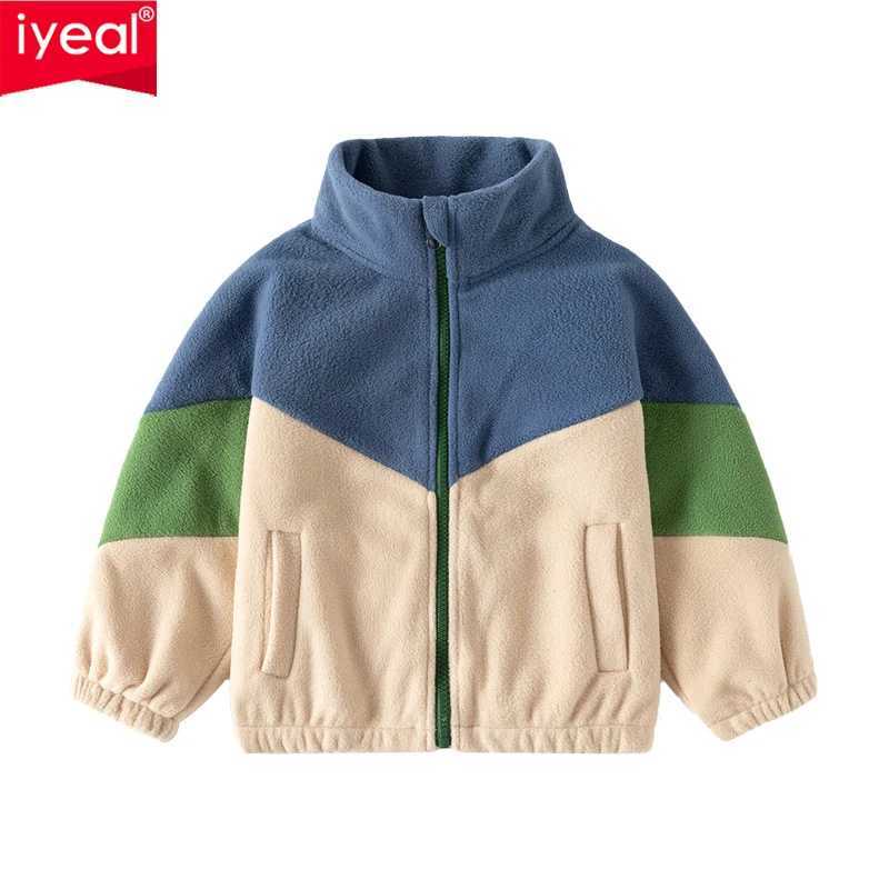 IYEAL New Autumn Winter Childrens Top Boys Thickened Color Matching Zipper Jacket M241018