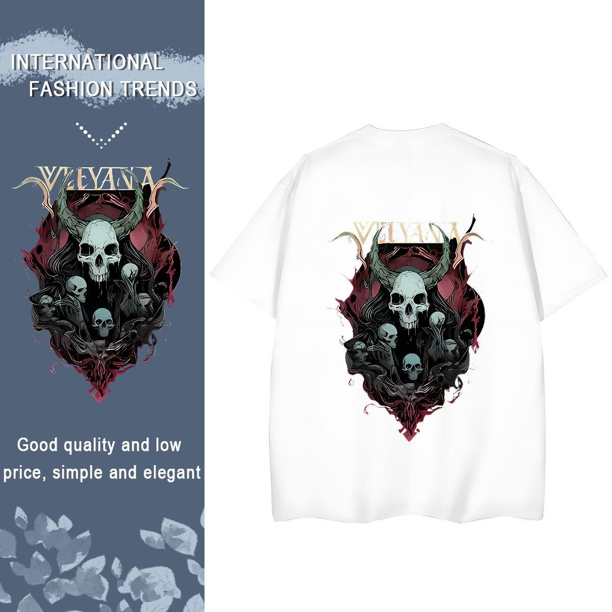Classic Womens T Shirts 100% Cotton 230g Breathable Soft Daily Outfit skull Couples T Shirts Unisex Cartoon Print Top Tees