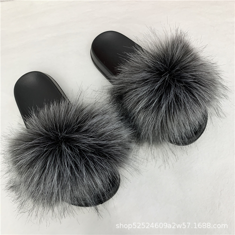 New Women S Men Slippers With Imitation Raccoon Fox Fur And Adhesive PVC For Home Use Ddmythur