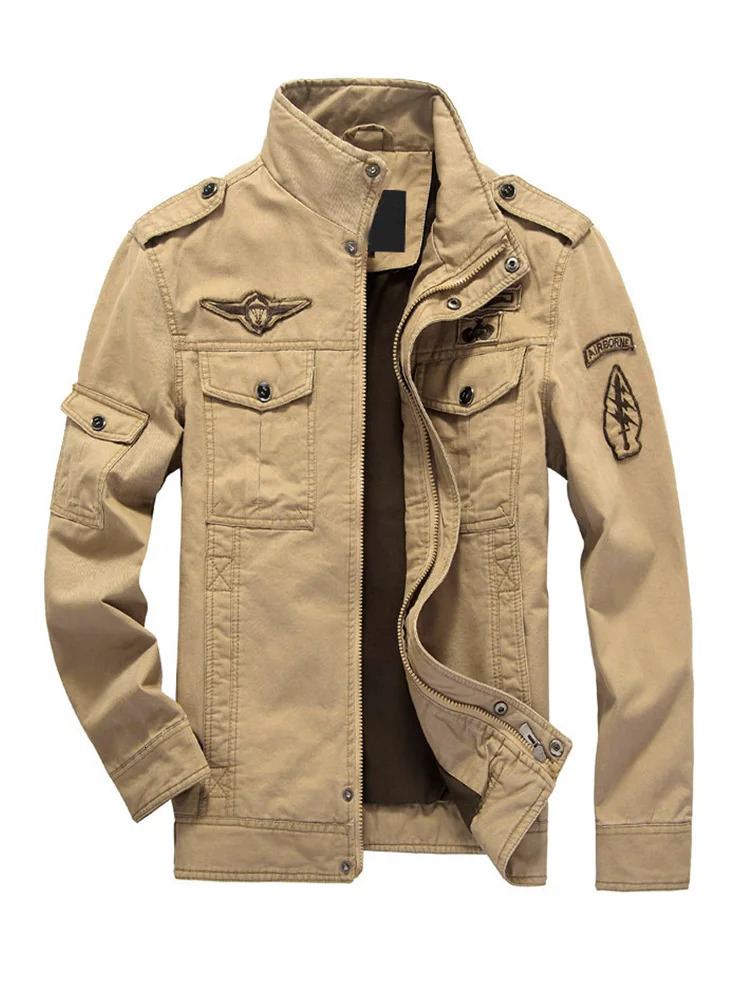Spring Autumn Casual Stand Collar Zipper Long Sleeved Pilot Jacket Men Plus Size M6xl High Quality Outdoor Workwear 241018
