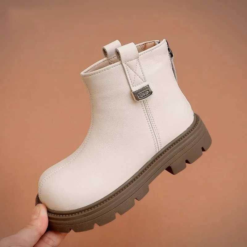 Boots 2024 Autumn/Winter New Childrens Womens Leather Boots British Style Soft Robot Anti slip Casual Ankle Short Boots H241018