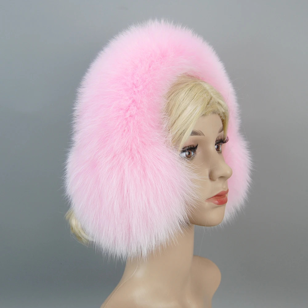 Women 100% Natural Fox Fur Earmuffs Plush Winter Warm Big Pompoms Fox Fur Ear Muffs Girls Real Fox Fur Earmuff 241018