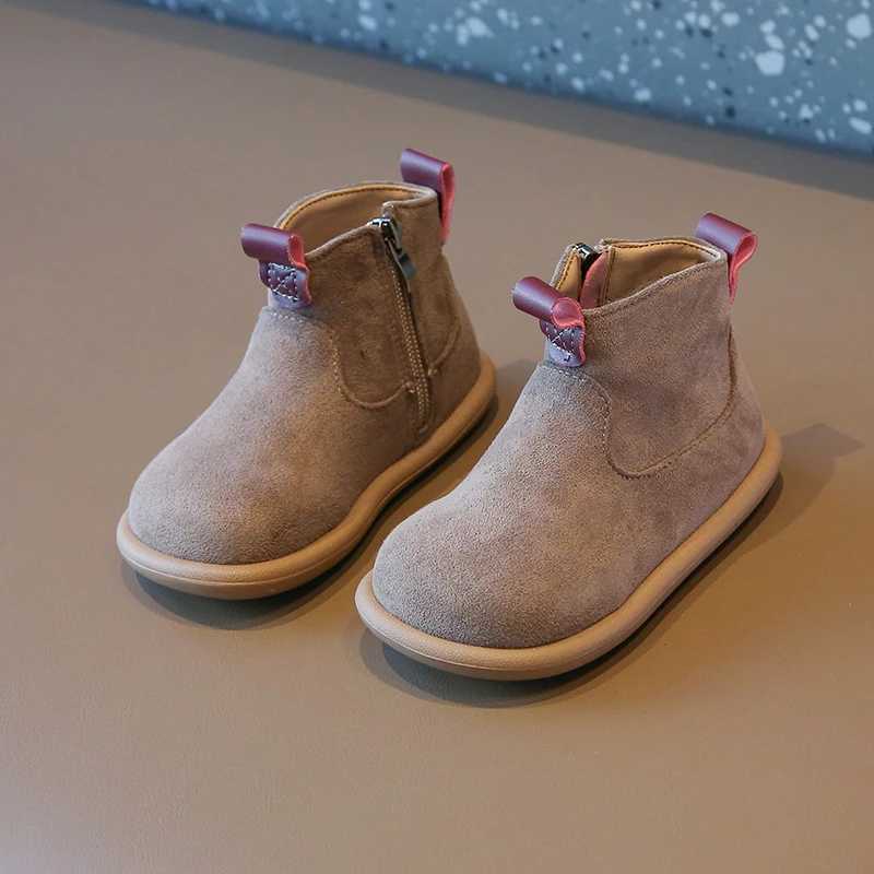 Boots Girl Winter Boots Warm Soft Bot Childrens Snow Boot Fashion Causal Plush Kids Boys Ankle Cotton Boots Versatile Side Zipper H241018