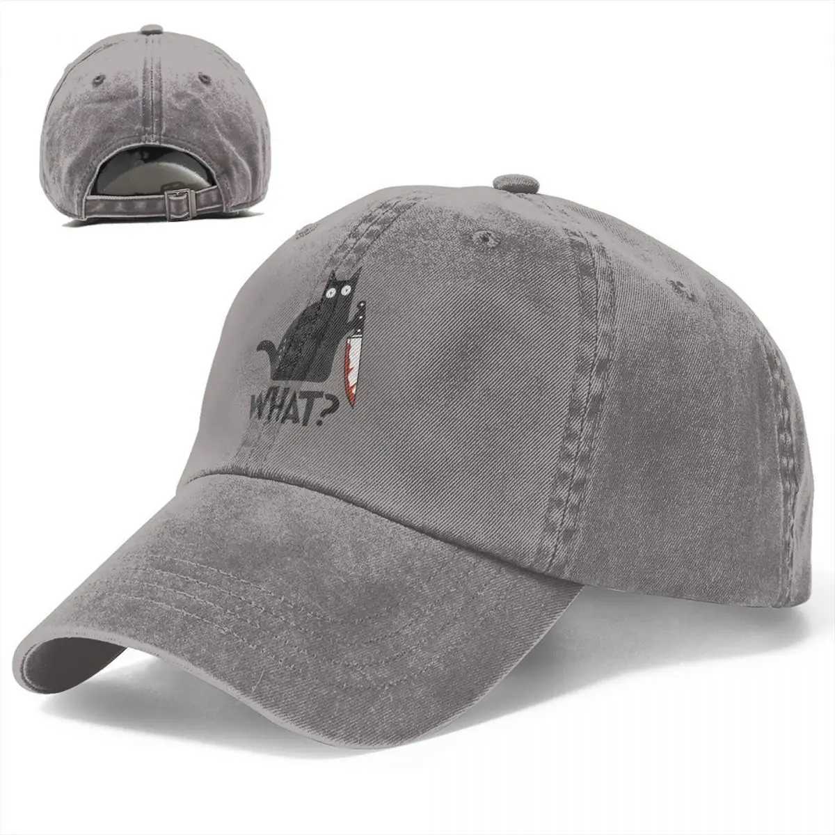 Cat What Murderous Black Cat With Knife Baseball Cap Men Hats Women Visor Protection Snapback Art CapsX241018