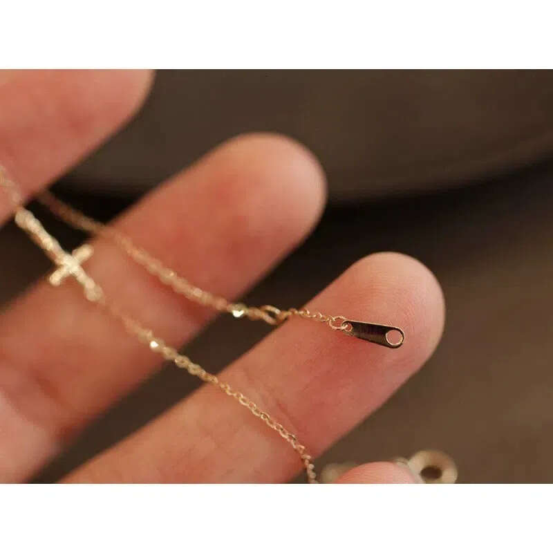 S pure sier plated 14K gold mini cross bracelet for women slim simple versatile, niche design exquisite jewelry