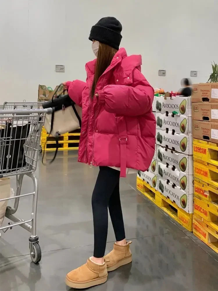 Winter Coat Women Clothing Trend Warmth Thick Puffer Jackets Parkas Bread Hooded Long Sleeve Outerwear Loose Tops 241018