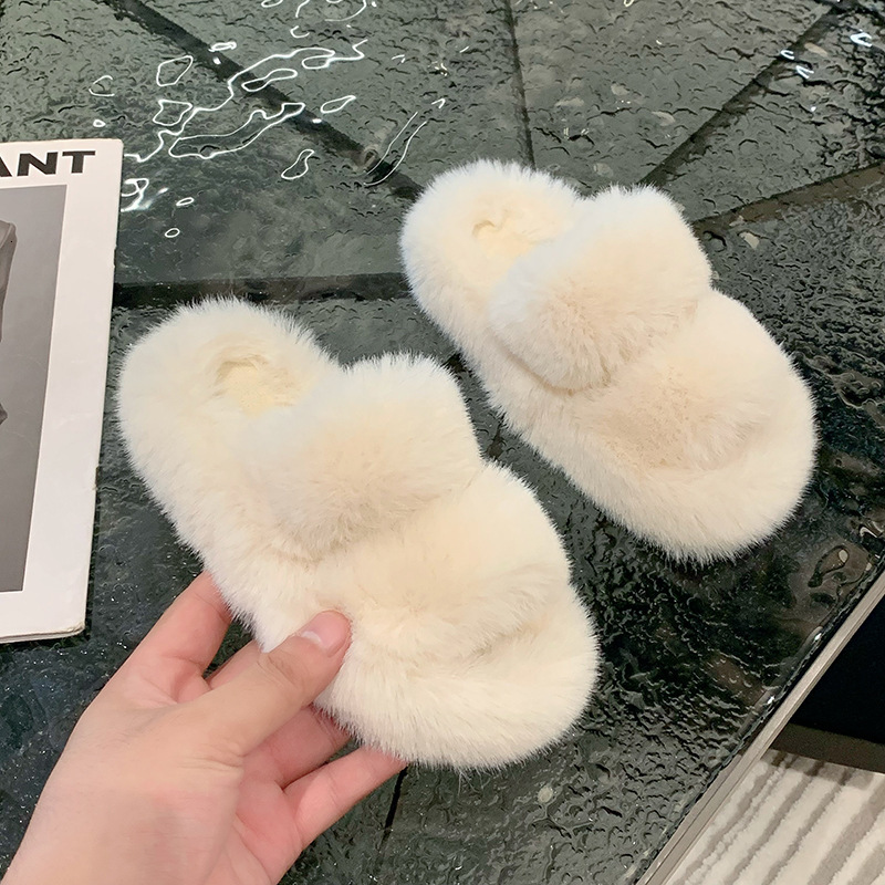 Children's slippers, internet famous new soft soled girls' fur shoes, autumn and winter indoor warm home shoes, girls' cotton slippers