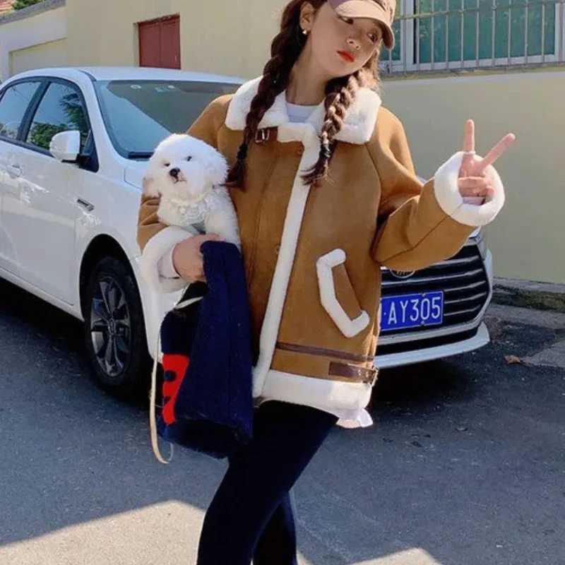 Autumn Winter Womens Jacket Plush Leather Fur Integrated Thickened Warm Lamb Wool Short Coats Korean Winter Clothes Women V1548X241018