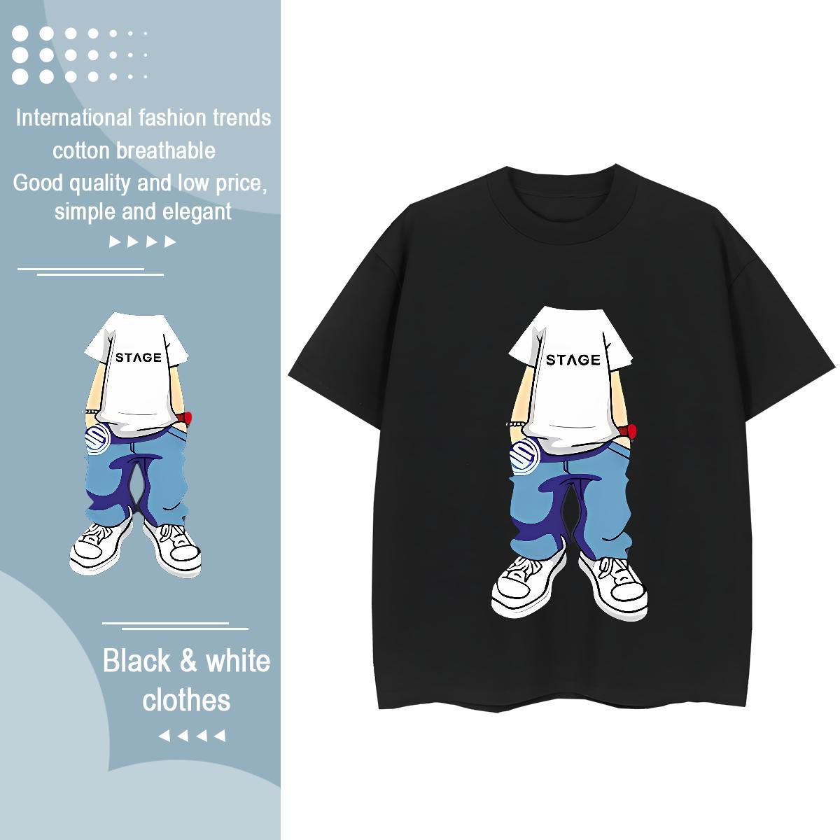 Fashion New T Shirt For Woman 230g Cotton Breathable Short Sleeve Casual person Womens Tshirts Loose fit DIY Anime Printed Tops
