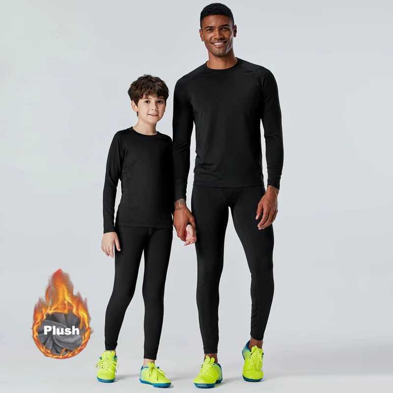 Men's Thermal Underwear Mens And kidsThermal Shirt Pants Long Underwear Set Warm Bottom Compression Tights Sports Wear Man Boys Winter Undercoat 