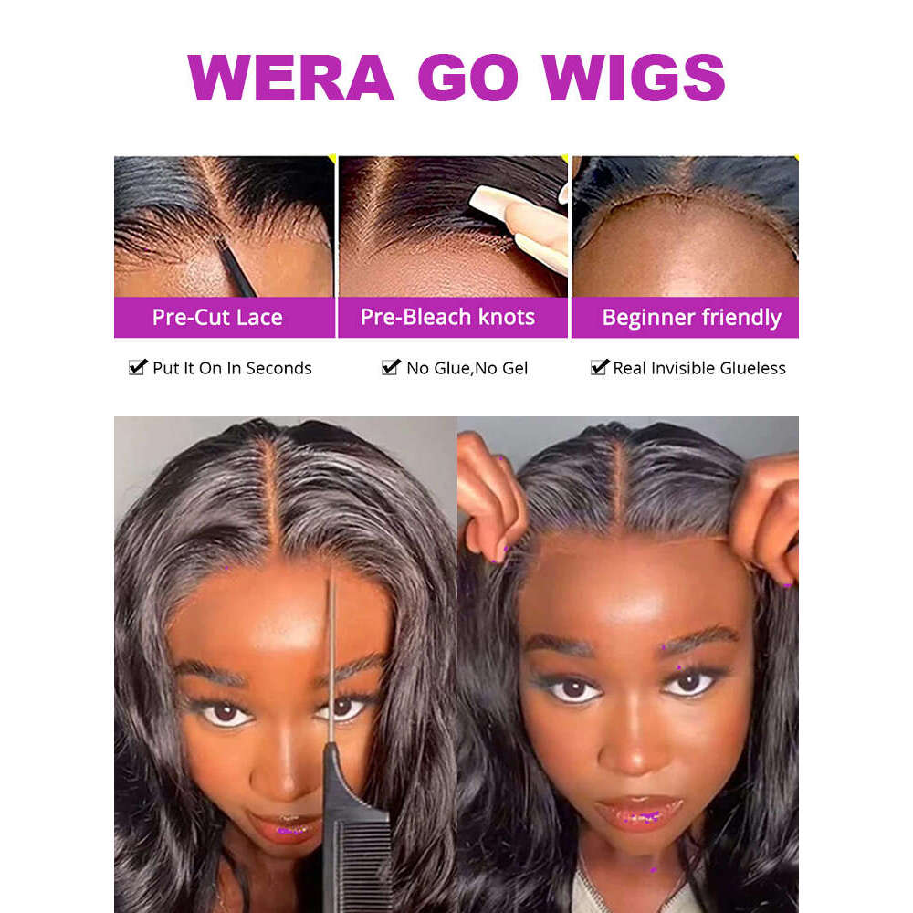 Brazilian Real 250 Density Wavy Glueless Wig Human Hair Ready To Wear and Go PrePlucked Body Wave 7x5 13x4 HD Lace Frontal Wigs