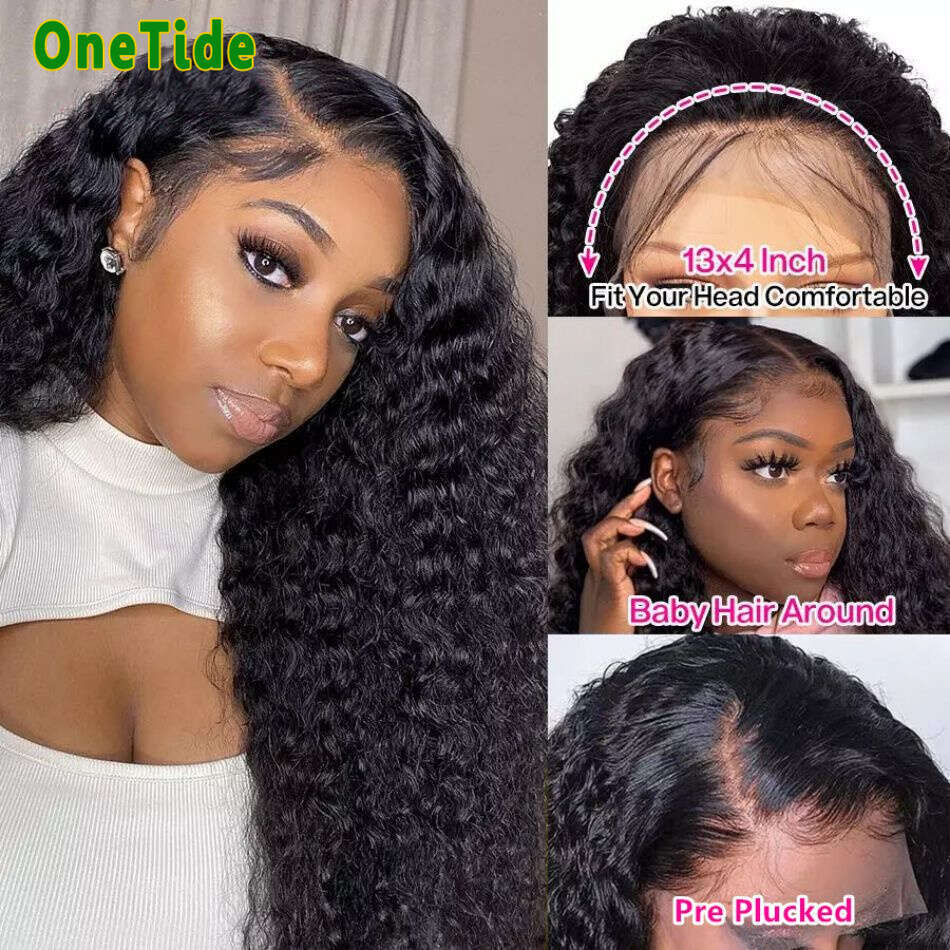 250 Density 13x4 Lace Frontal Human Hair Wigs Deep Wave 4x4 Lace Human Hair Curly Human Hair Wigs For Women Brazilian Remy Hair