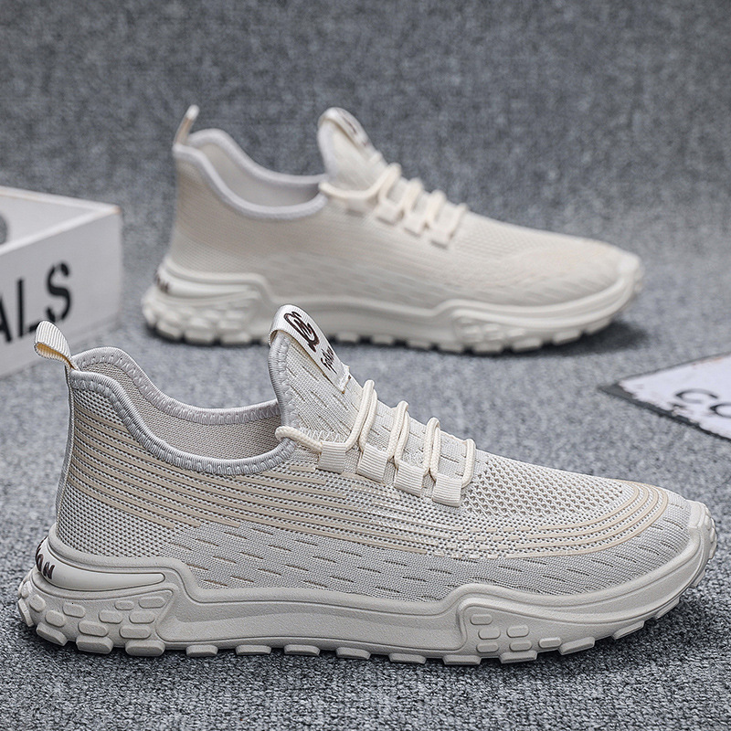 New Lightweight Soft Sole Men's Mesh Flyknit Summer Breathable Sports Student Comfortable Anti slip Casual Shoes