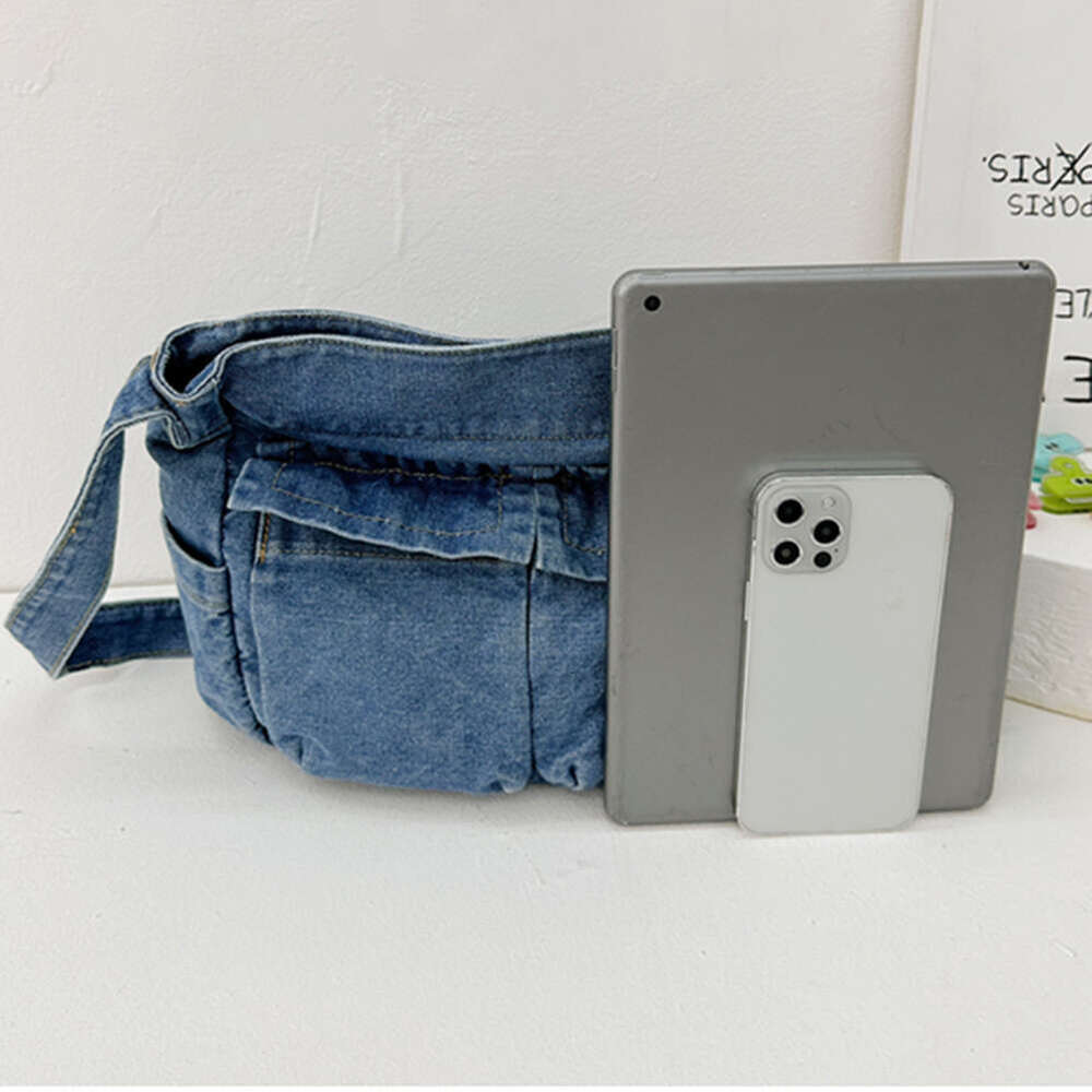 Large Satchel Women Casual Capacity Denim Vintage Messenger Adjustable Strap Daily Tote Multifunction Chic Hobo Bag