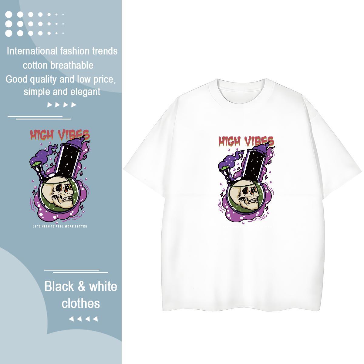 Fashion T Shirts Women 230g Pure Cotton Breathable Soft Hip Hop Street skull Women Tshirts High quality Graphic Tee Shirt
