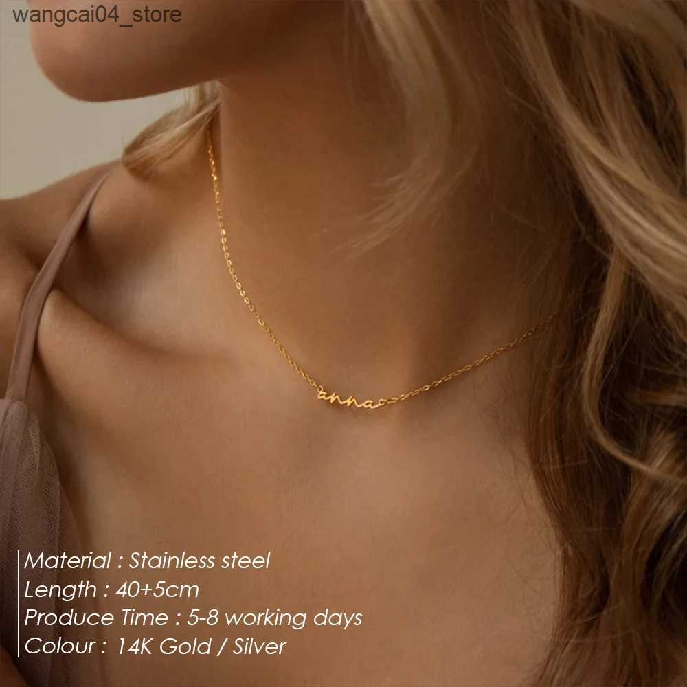 Chokers Customized Stainless Steel Initial Name Necklace Customized Personalized Letter Necklace Pendant Name Gift Direct Shipping L240910
