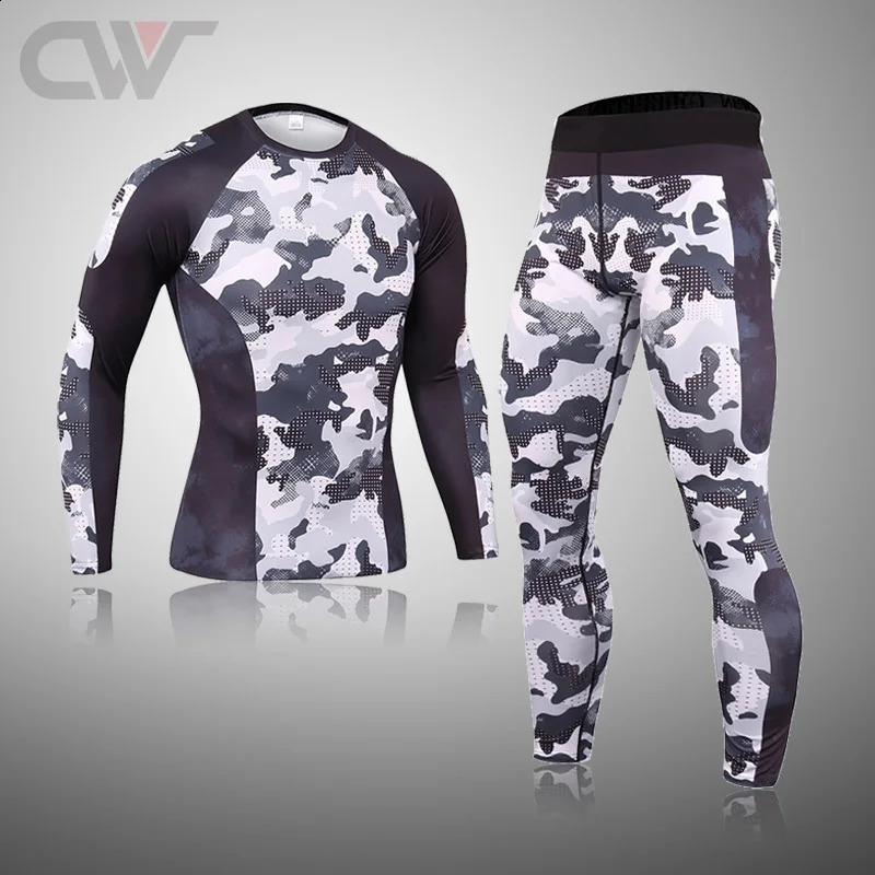 Winter Thermal Underwear Set Mens Sportswear Running Training Warm Base Layer Compression Tights Jogging Mens Gym MMA Suit 241018