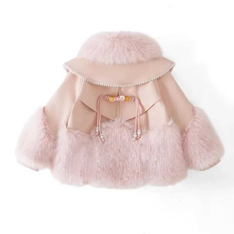 Girls New Autumn/Winter Fur Integrated Wool Lining Trendy Splicing Fur Sweater Fashion Cotton Mat Clothes M241018