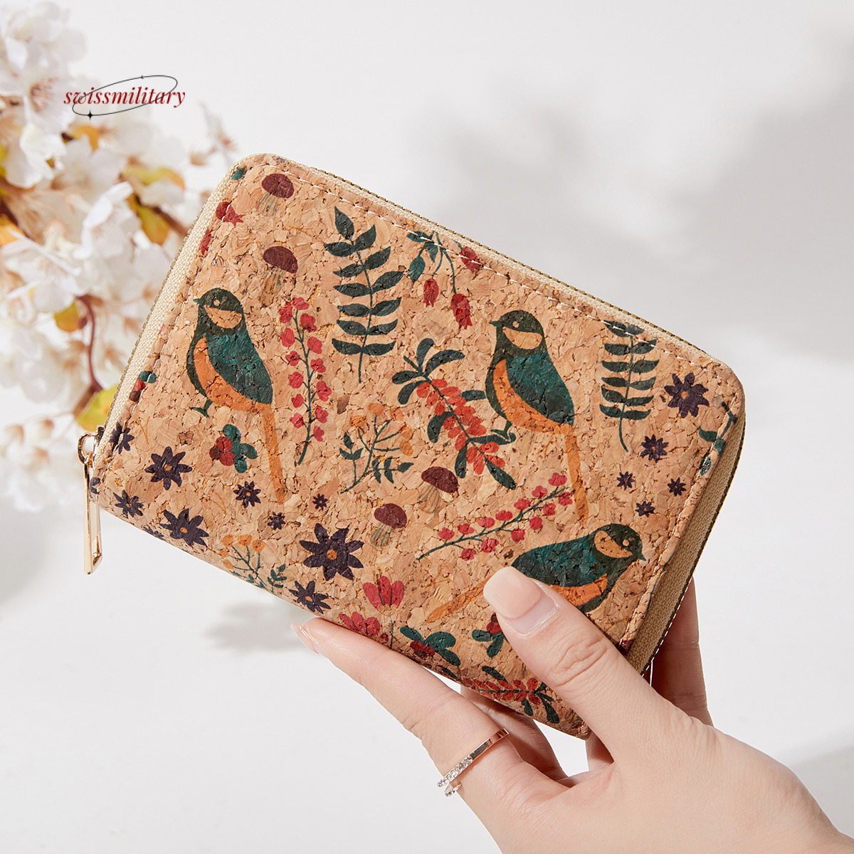Artistic and personalized printed women's short wallet 2024 new niche design wood grain large capacity coin purse #12 swissmilitary