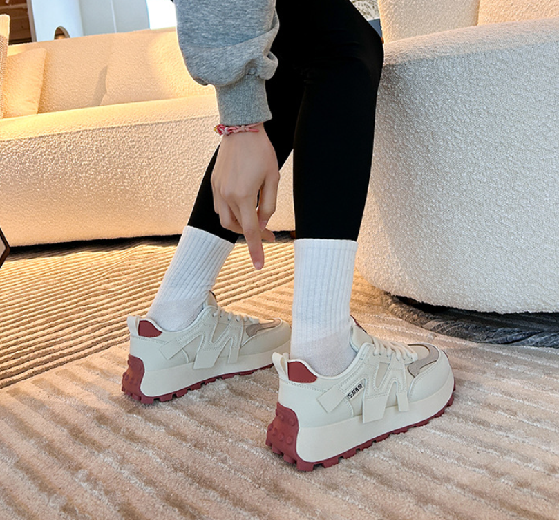 Women Fashion Sports Korean Version Designer Thick Sole Chunky Sneakers Plus Size Comfort Running Shoes Triple Black Blue Red Free shipping 35-40