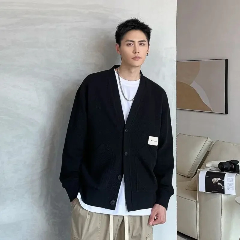 Autumnr and Winter Knitted Cardigan Male Korean Clothes Mens Sweaters In Y2k Jumpers Cashmere Long Sleeve Jackets 241018