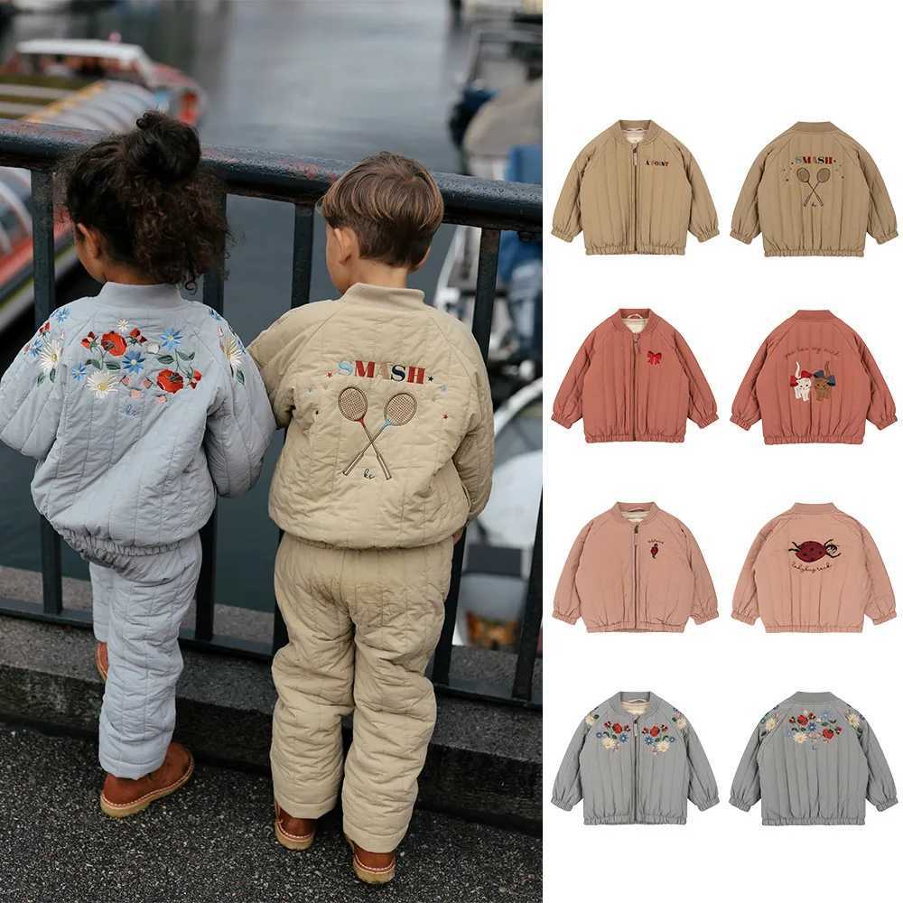 New Girl Autumn Heavy Coat Baby Boys Embroidered Cotton Jacket Childrens Fashion Cowboy Baseball Jacket M241018