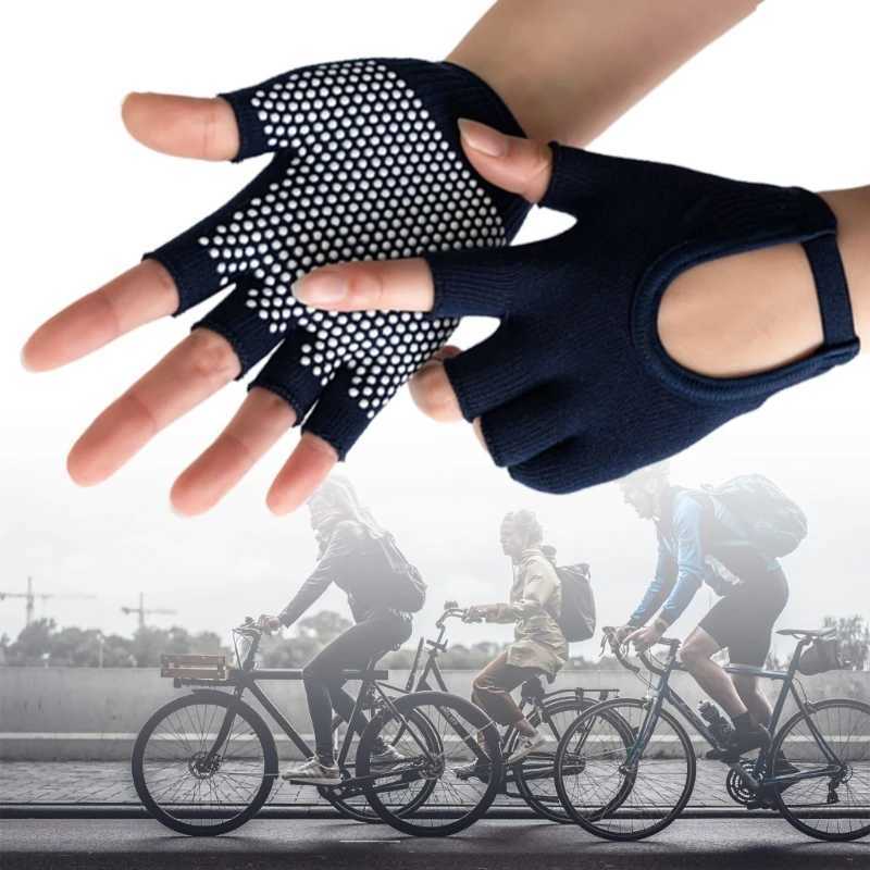 1 pair of womens weight training gloves protective silicone anti slip five finger fitness glovesW241018