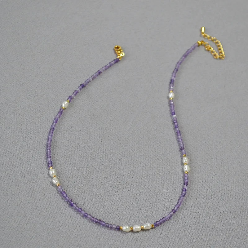 18K brass natural pearl crystal necklace for womens jewelry punk runway rare dress bohemian Japan Korea 241017