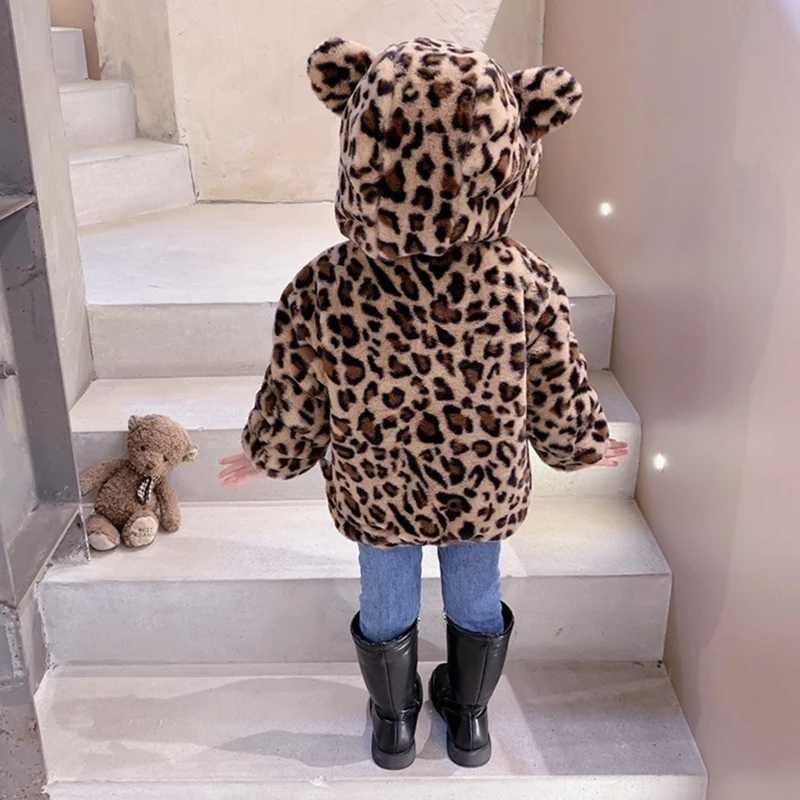 Childrens Womens Clothing Winter Leopard Coat Childrens Mens Wool Warm Hoodie Long Sleeve Hoodie M241018