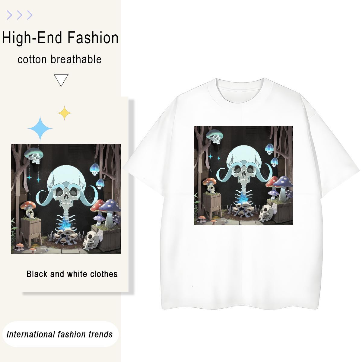 2024 Casual Women T Shirts 230g Pure Cotton Comfortable Sport skull Womens Tshirts Popular Oversized L-4XL Tees Shirts