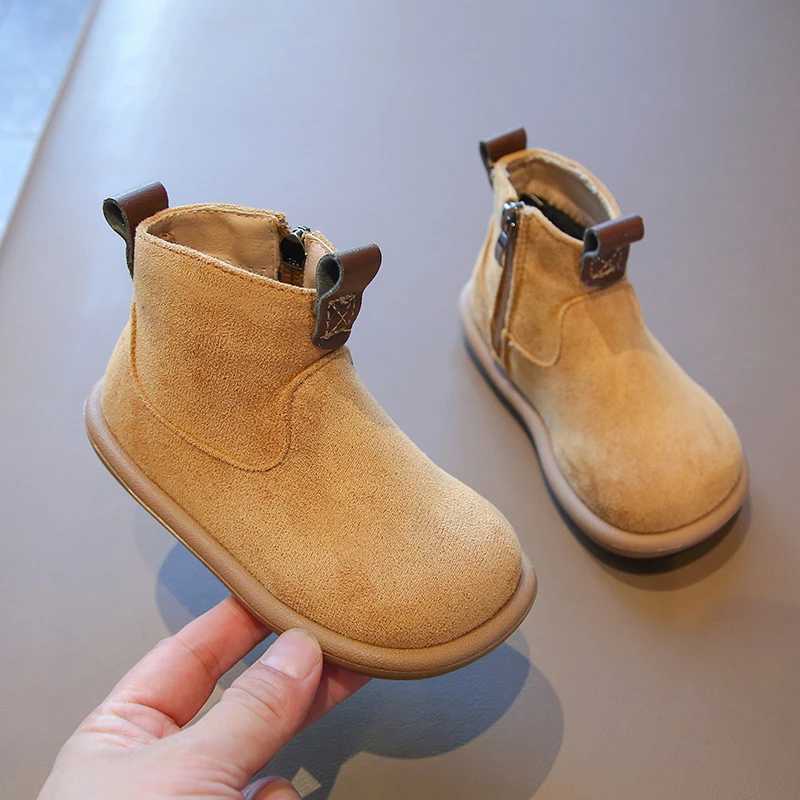 Boots Girl Winter Boots Warm Soft Bot Childrens Snow Boot Fashion Causal Plush Kids Boys Ankle Cotton Boots Versatile Side Zipper H241018
