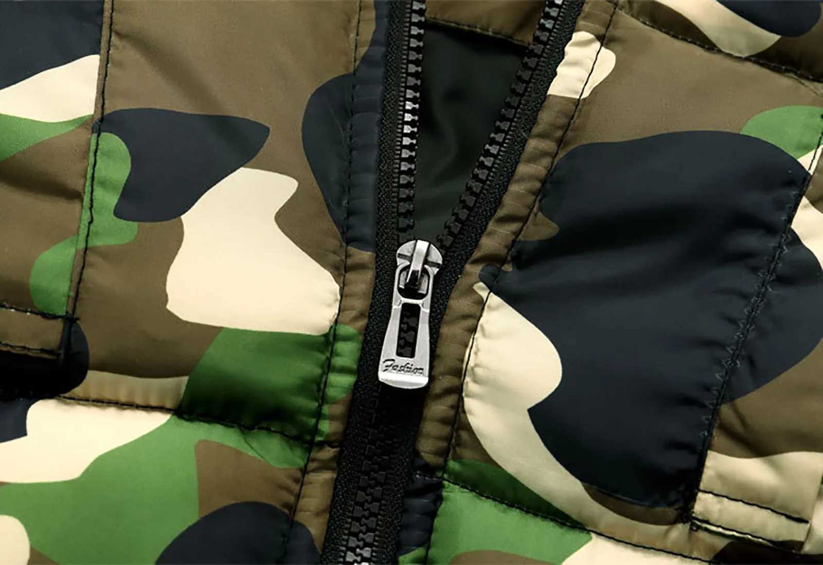 Winter childrens long coat fashionable camouflage boys down cotton jacket childrens thick hooded jacket snow jacket baby clothing M241018