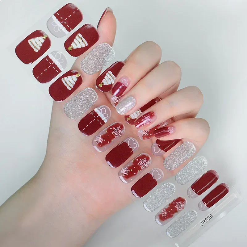 Christmas UV gel Nail Enhancer Semi curing Po Nail Sticker UV Semi baking Nail Enhancer 241017