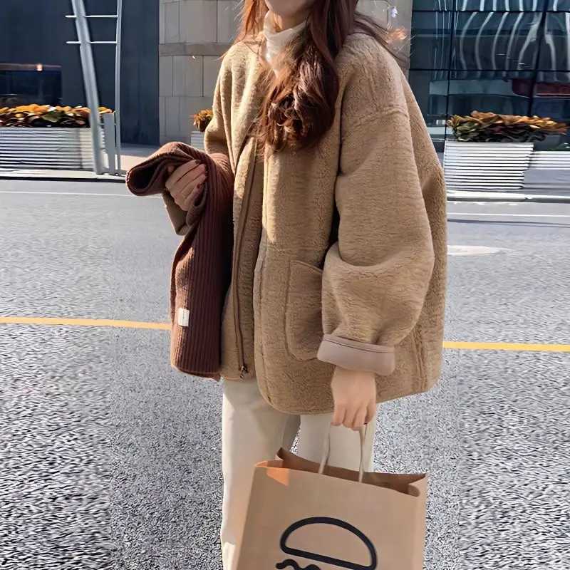 Korean Chic Coat Women Autumn Winter Lamb Wool Jacket Fleece Jacket Thick Warm Coat Women Clothing Short TopsX241018