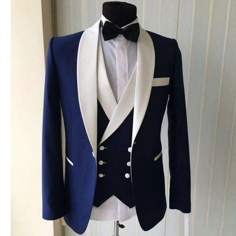3 Pieces Men Suits for Wedding Groom Tuxedo Custom Set Jacket Pants with Double Breasted Waistcoat Male Fashion Costume 2025