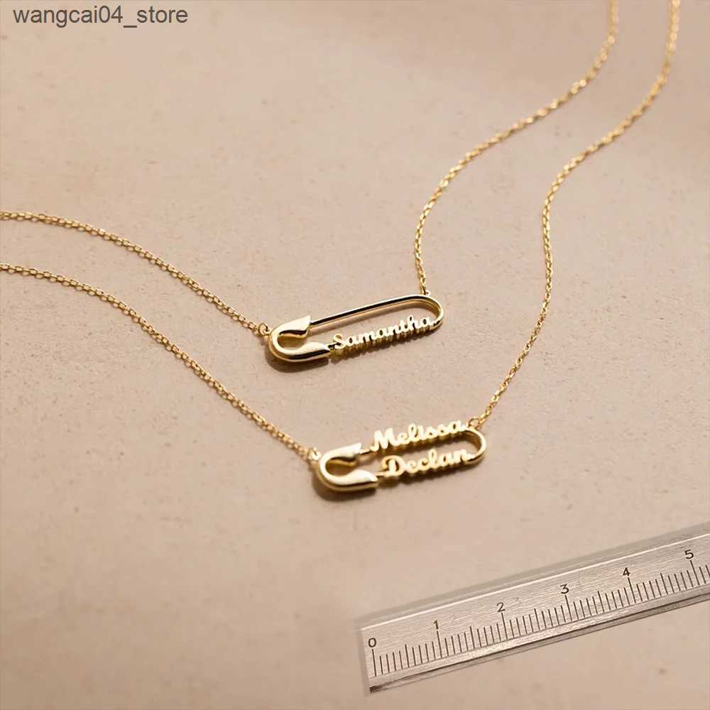 Chokers Customized Name Paper Clip Pendant Necklace Womens Personalized Gold Chain Necklace Stainless Steel Jewelry Gift Necklace L240910