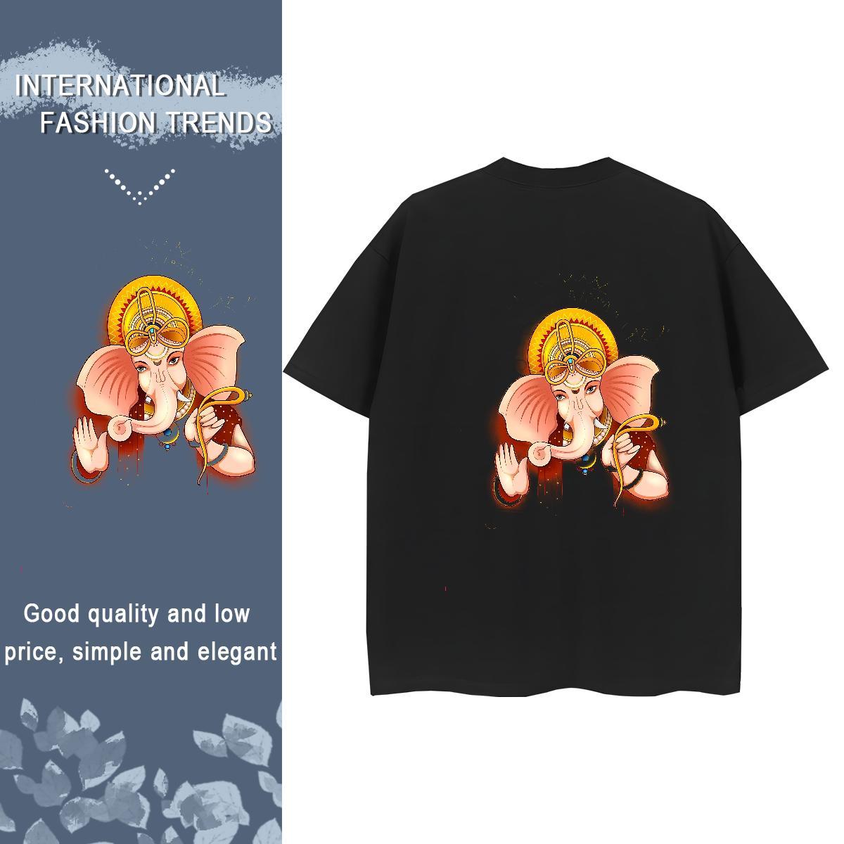 DIY Womens T Shirts 230g Cotton Breathable Outdoor elephant Unisex Tshirts Designer Cartoon Print Top Tees