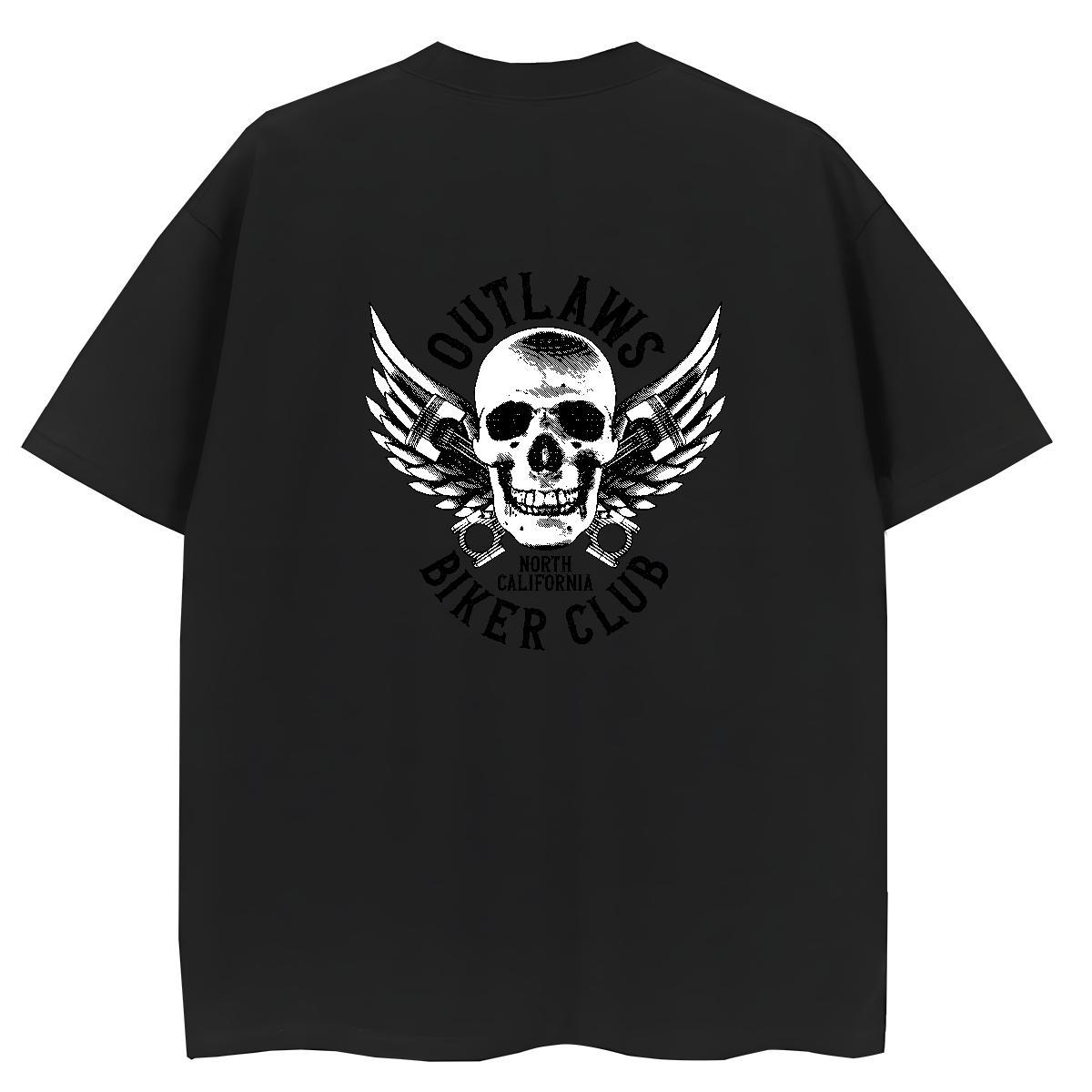 2024 T shirt 100% Cotton 230g Breathable Crew Neck Casual Sport skull Tshirt for Man Woman Popular Black Oversized Polos