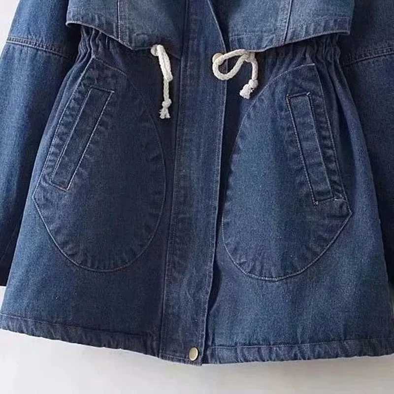 2024 New Winter Women Lamb Fur Parka Coat Warm Hooded Fur Denim Jacket Casual Jean Coat Female Thick Warm Denim Jacket X189X241018